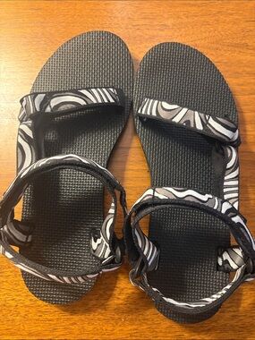 Teva Black and White Patterned Sport Sandals